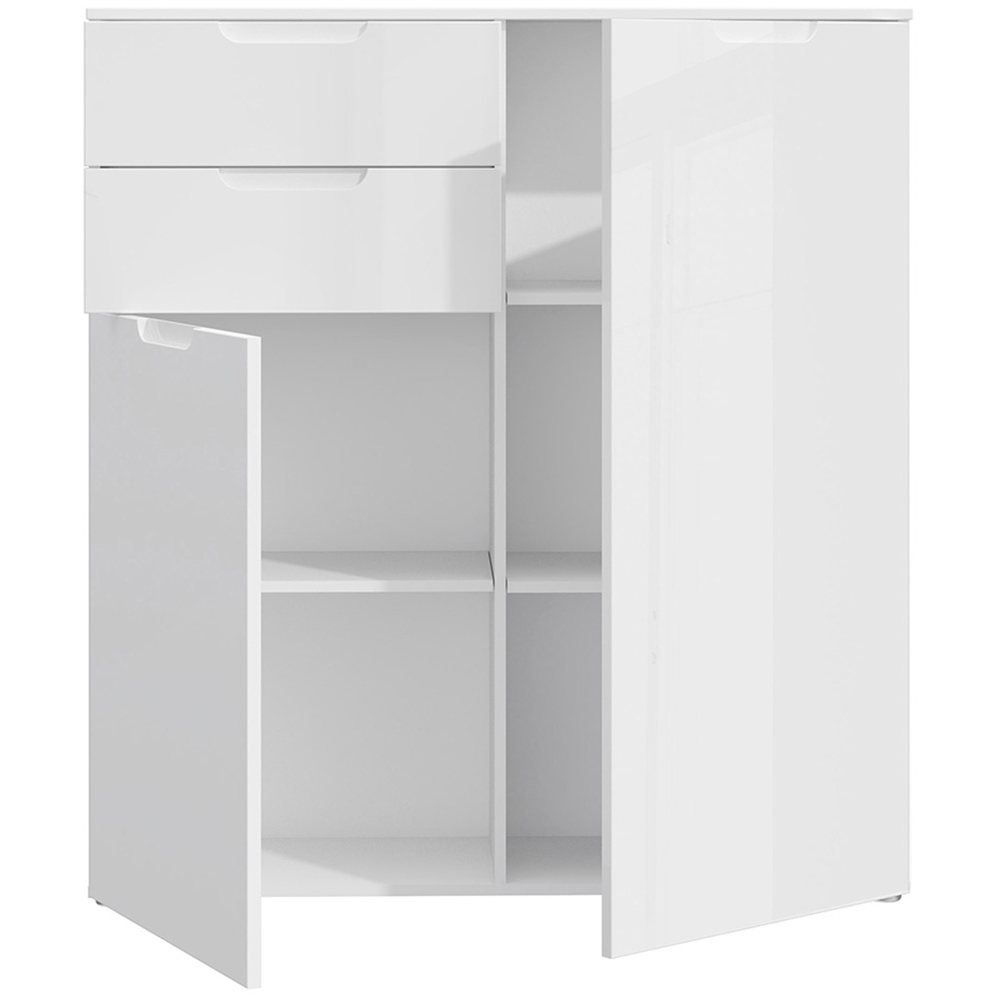 Florence Sienna 2 Door 2 Drawer White High Gloss Cabinet Image 5