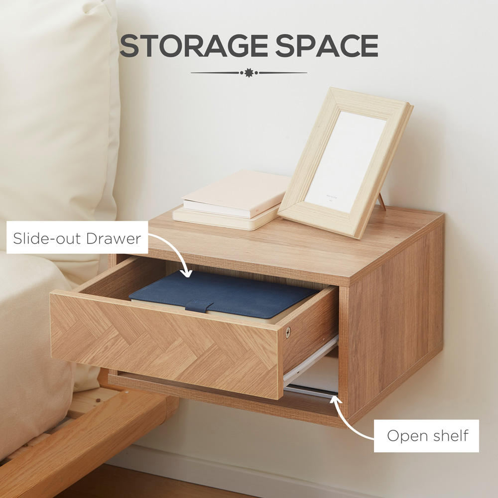 Portland Natural Wall Mounted Bedside Table Set of 2 Image 6