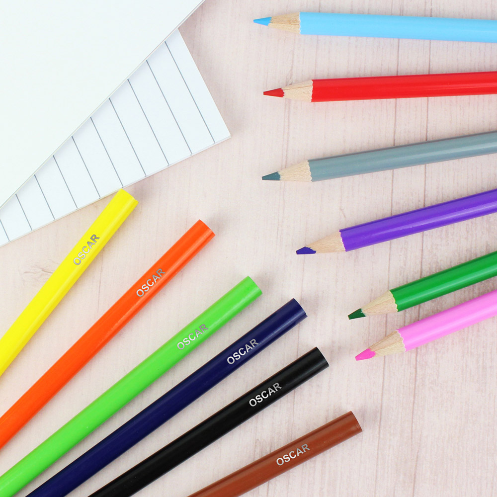Personalised Memento Blue Dinosaur Pencil Case with Personalised Pencils and Crayons Image 3