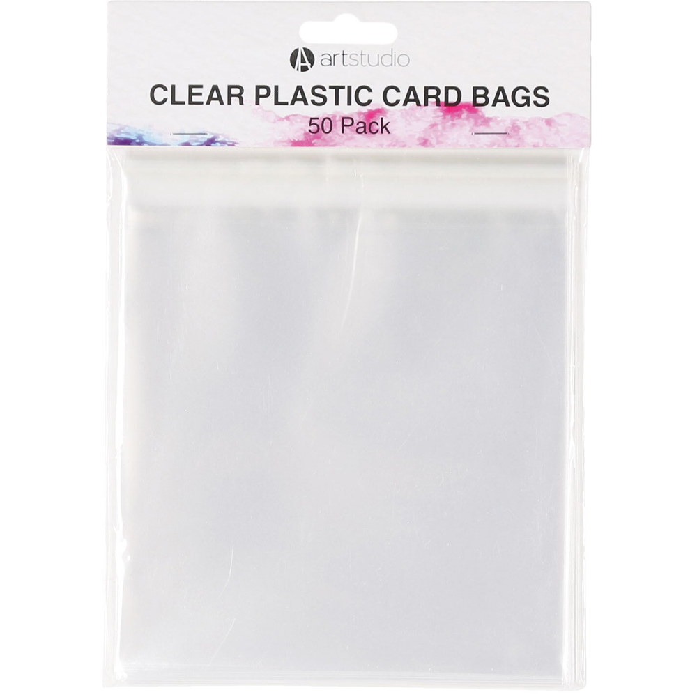 Pack of 50 Art Studio Clear Plastic Card Bags - 15.24x15.24cm Image