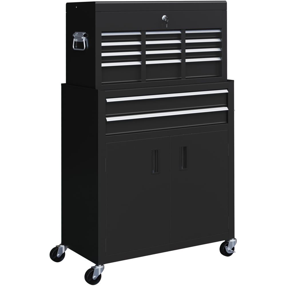 Portland 2 Door 6 Drawer Black Chest and Tool Storage Cabinet Set Image 1