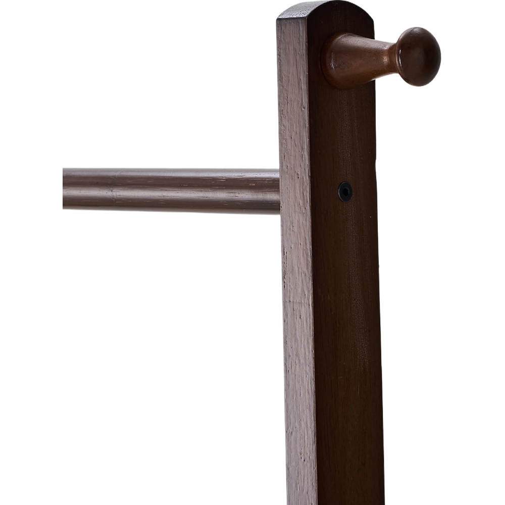 Living and Home Single Shelf Walnut Freestanding Clothes Rack with 5 Hooks Image 4