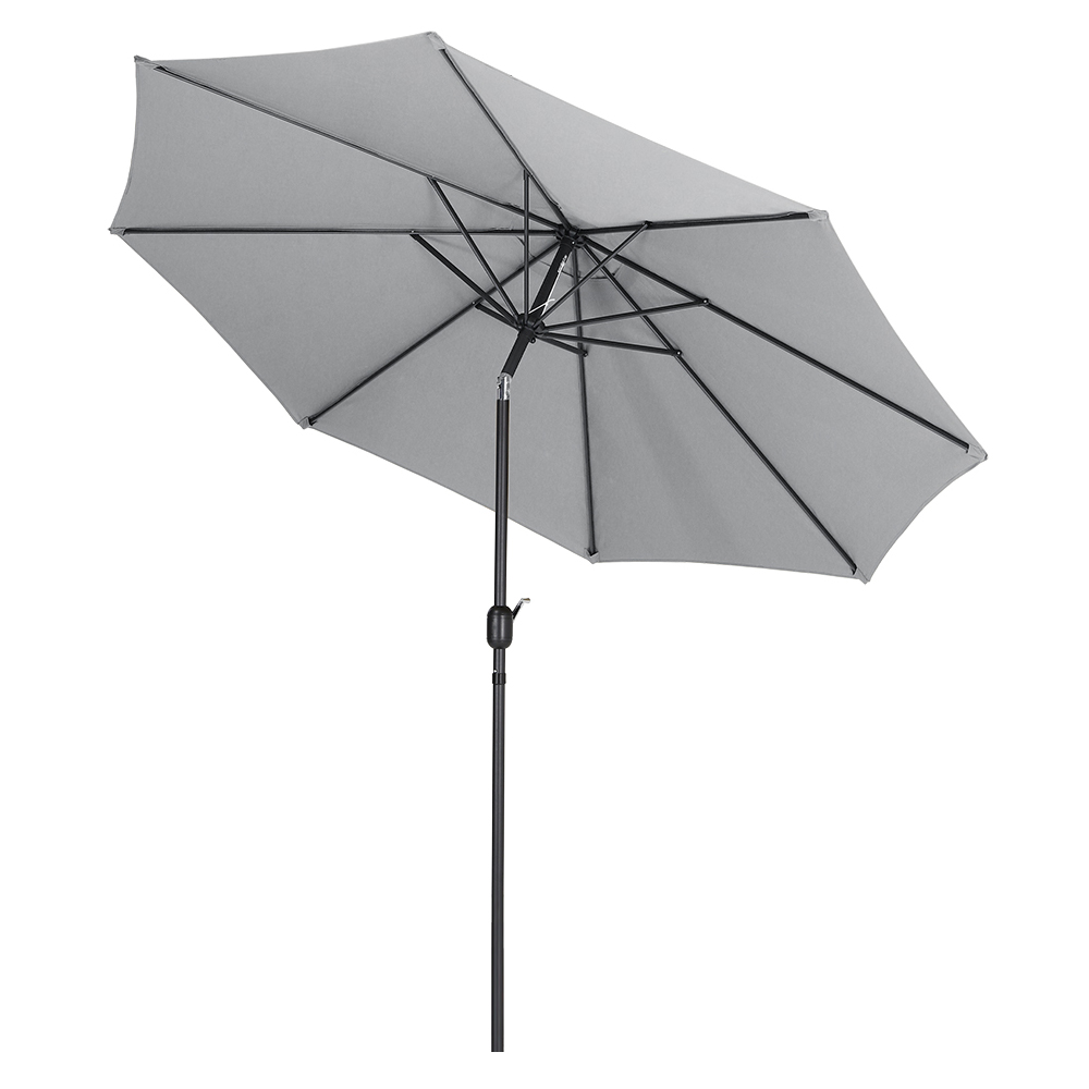 Living and Home Light Grey Round Crank and Tilt Parasol with Round Base 3m Image 3