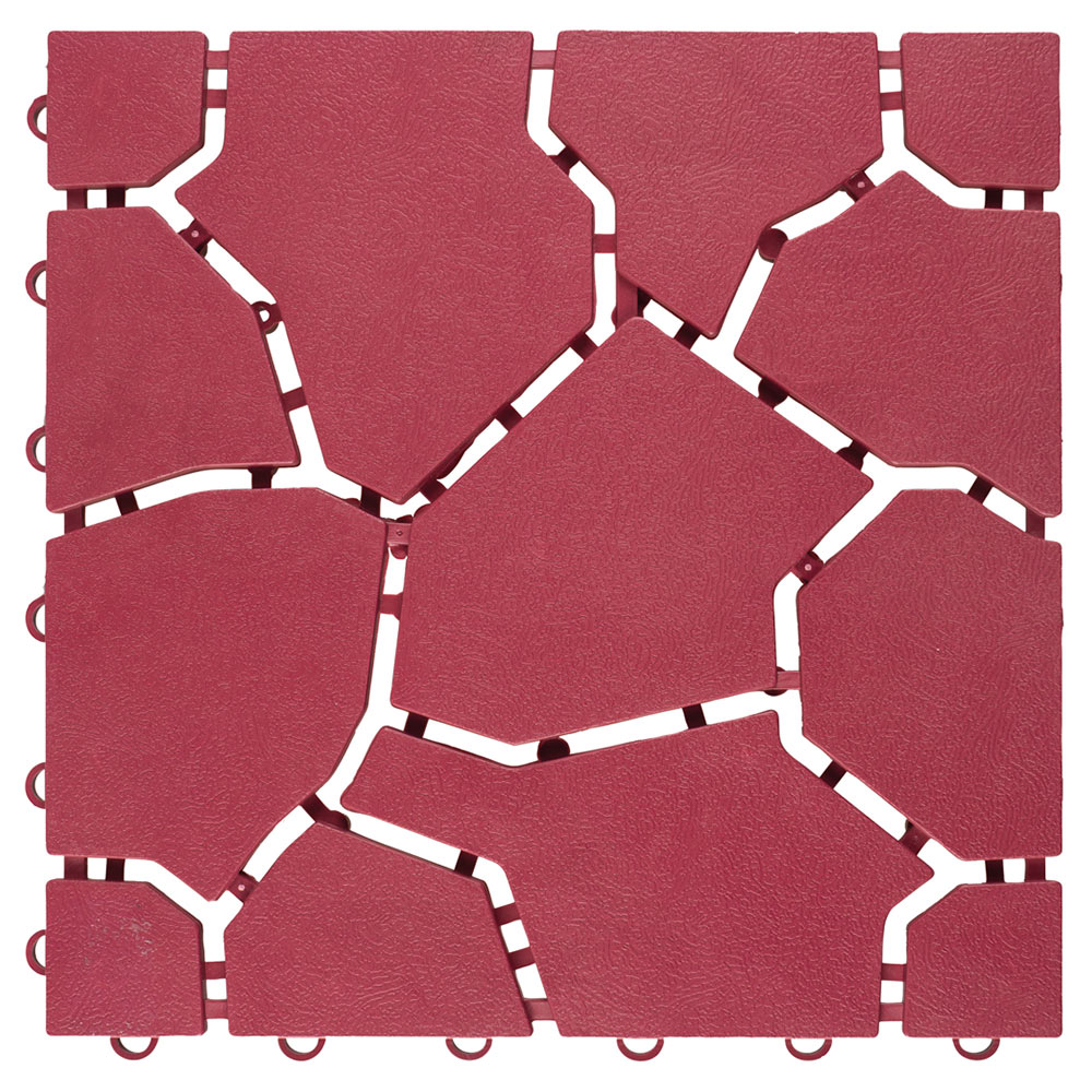 St Helens Red Plastic Patio Deck Tiles 28 x 28cm 6 Pack Image 2