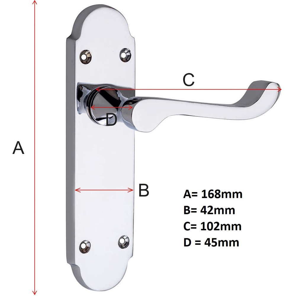 Golden Grace Polished Chrome Victorian Epsom Scroll Latch Lock Door Handle with Hinge 168mm Image 3