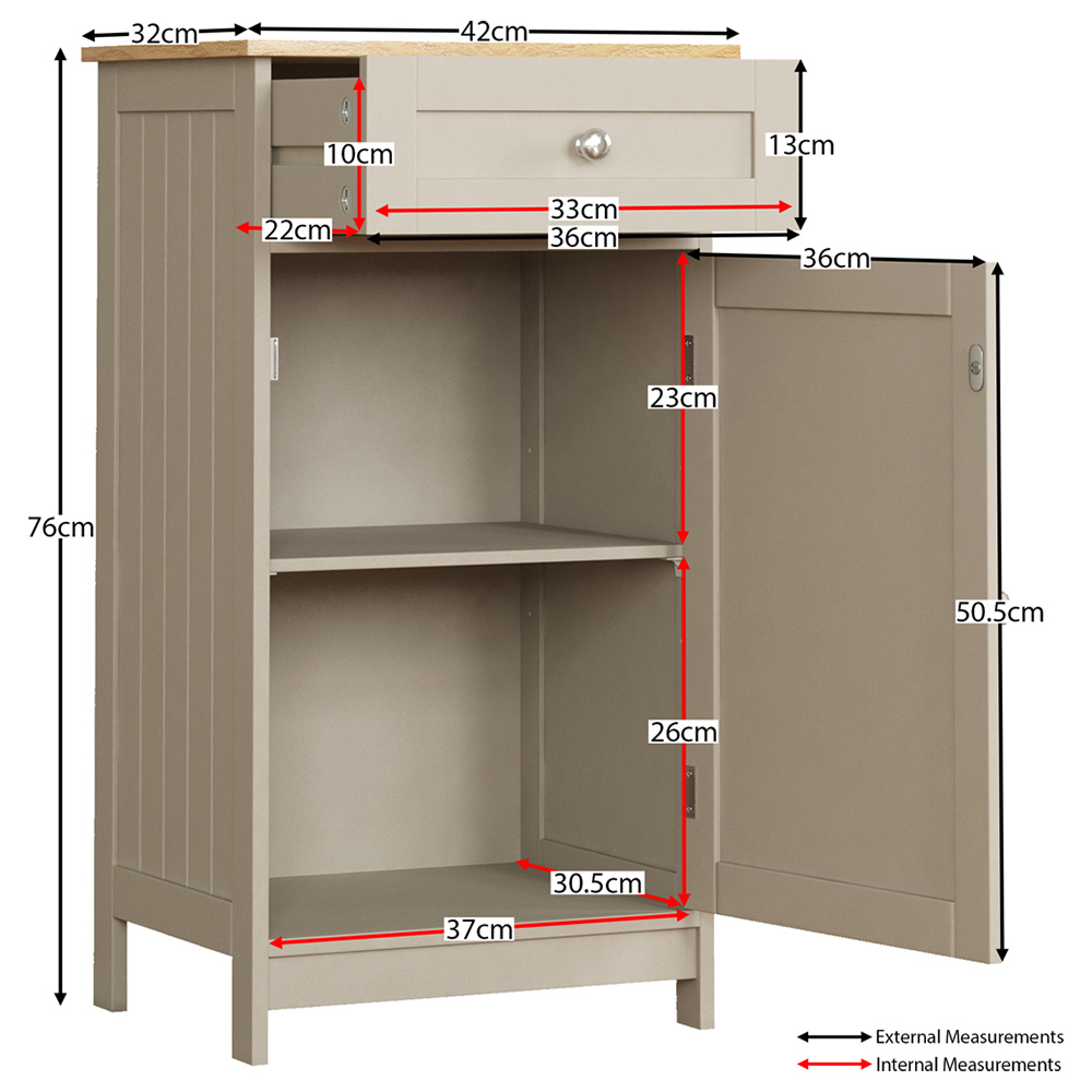 Bath Vida Priano Single Door Single Drawer Floor Cabinet Image 8