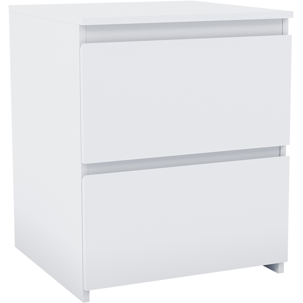 VIDA DESIGNS Denver 2 Drawer White Bedside Table Image 2