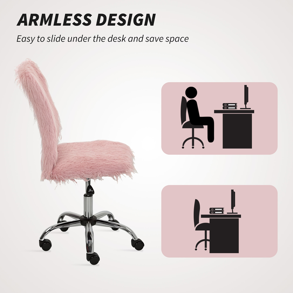 HOMCOM Pink Swivel Armless Makeup Vanity Chair Image 8
