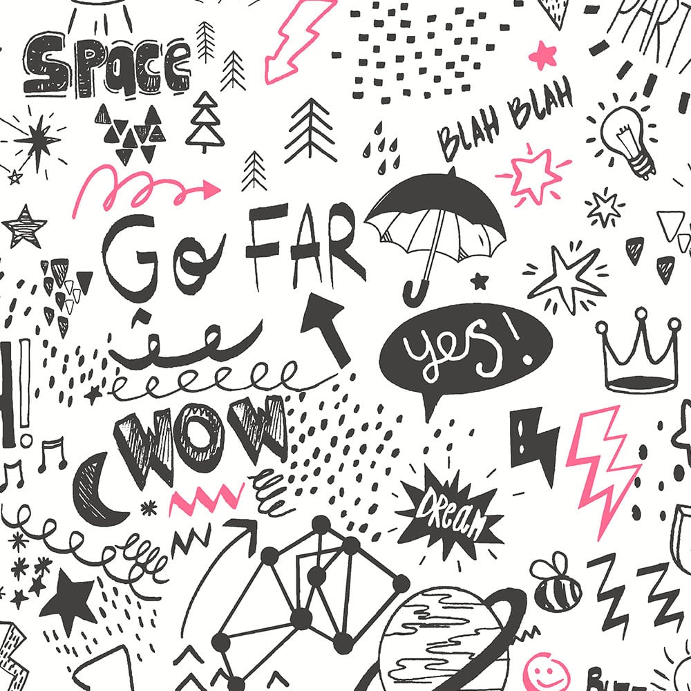 Holden Decor Doodle White Neon Pink Wallpaper Image 4