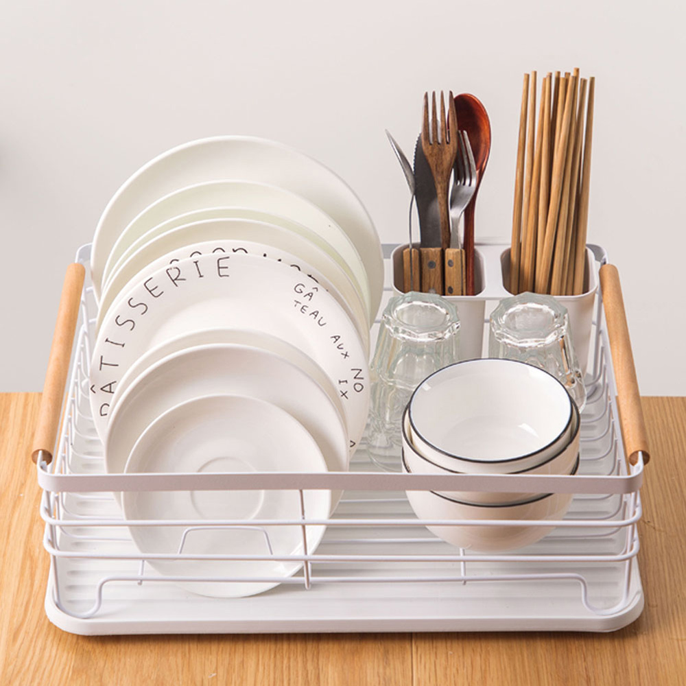 Living And Home WH0780 White Metal Dish Rack With Removable Tray Image 2