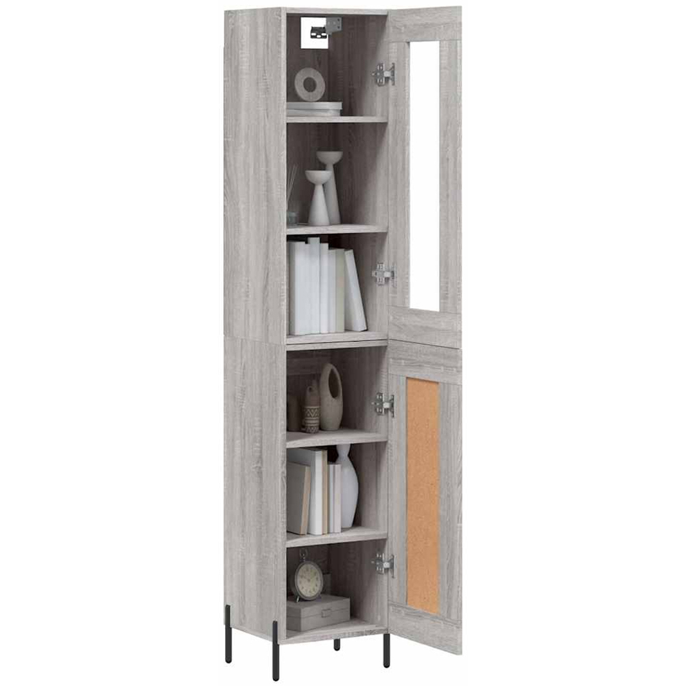 vidaXL 2 Glass and Wood Door Grey Sonoma Tall Highboard Image 3