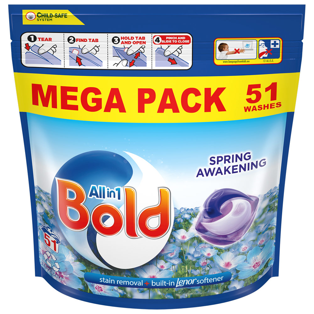 Bold All in 1 Pods Spring Awakening Washing Liquid Capsules 51 Washes Image 1