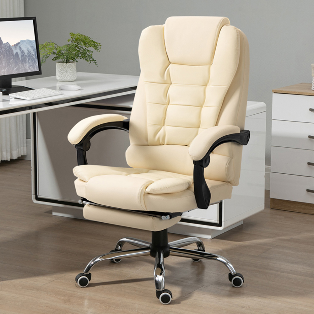 Portland Cream Recliner Executive Office Chair with Footrest Image 1