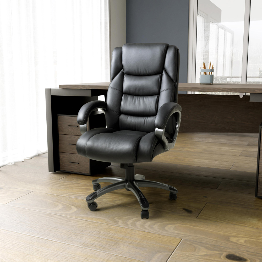 wilko Regent Black Executive Leather-Faced Office Chair Image 9