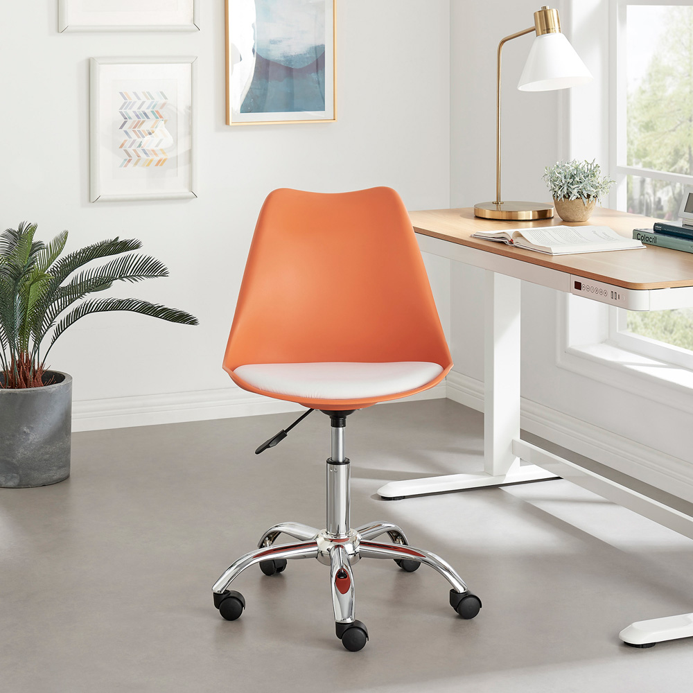 Furniturebox Otto Orange Faux Leather Swivel Office Chair Image 3