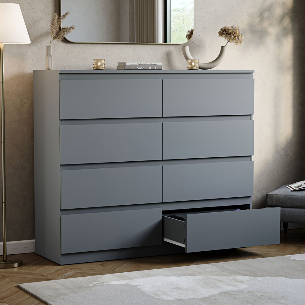 VIDA DESIGNS Denver 8 Drawer Grey Chest of Drawers Image 4