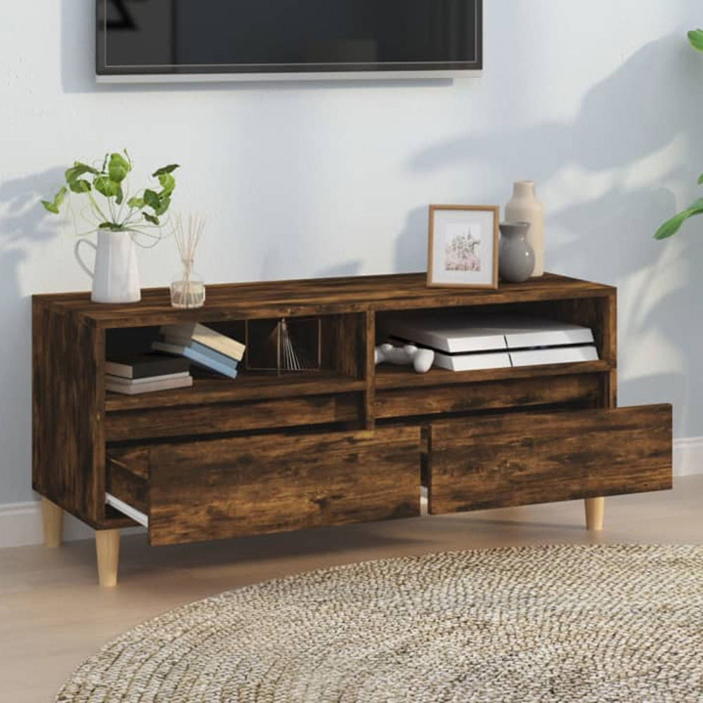 vidaXL 2 Drawer 2 Shelf Smoked Oak TV Cabinet Image 1