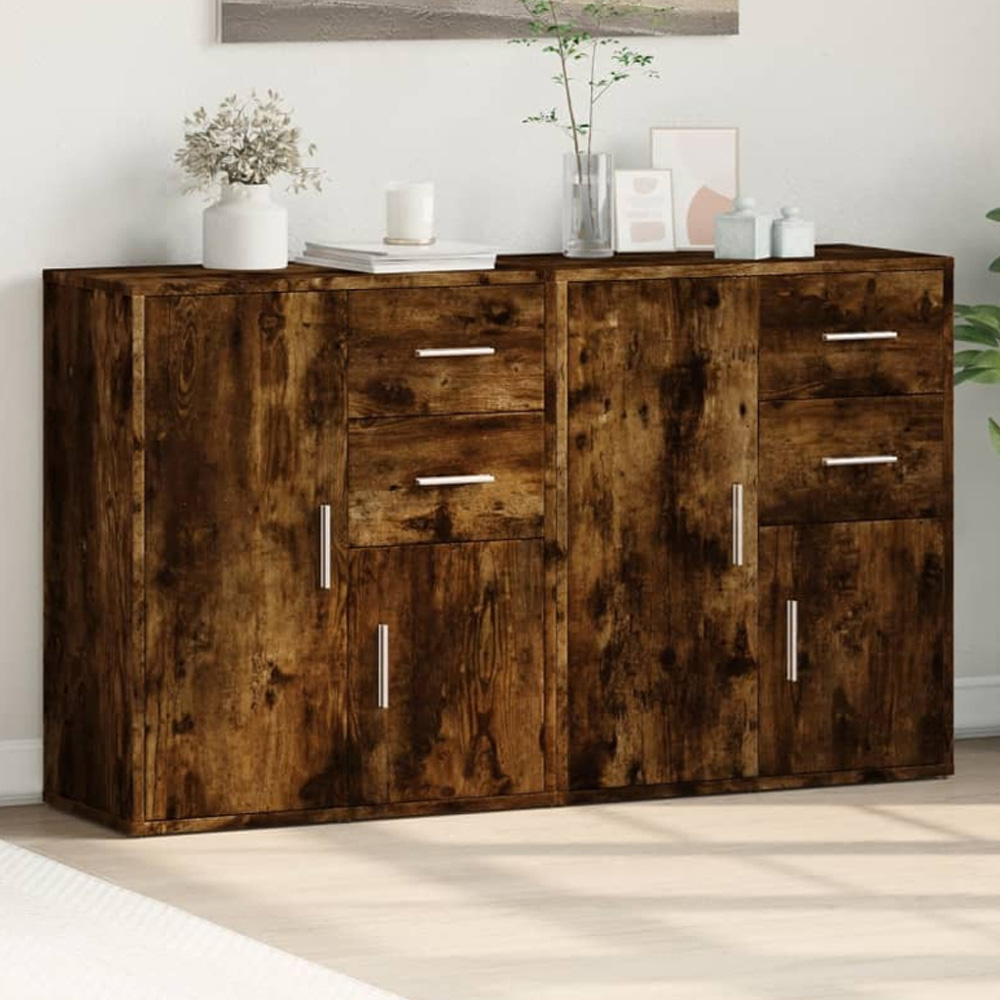 vidaXL 2 Door 2 Drawer Sonoma Oak Sideboard Set of 2 Image 1