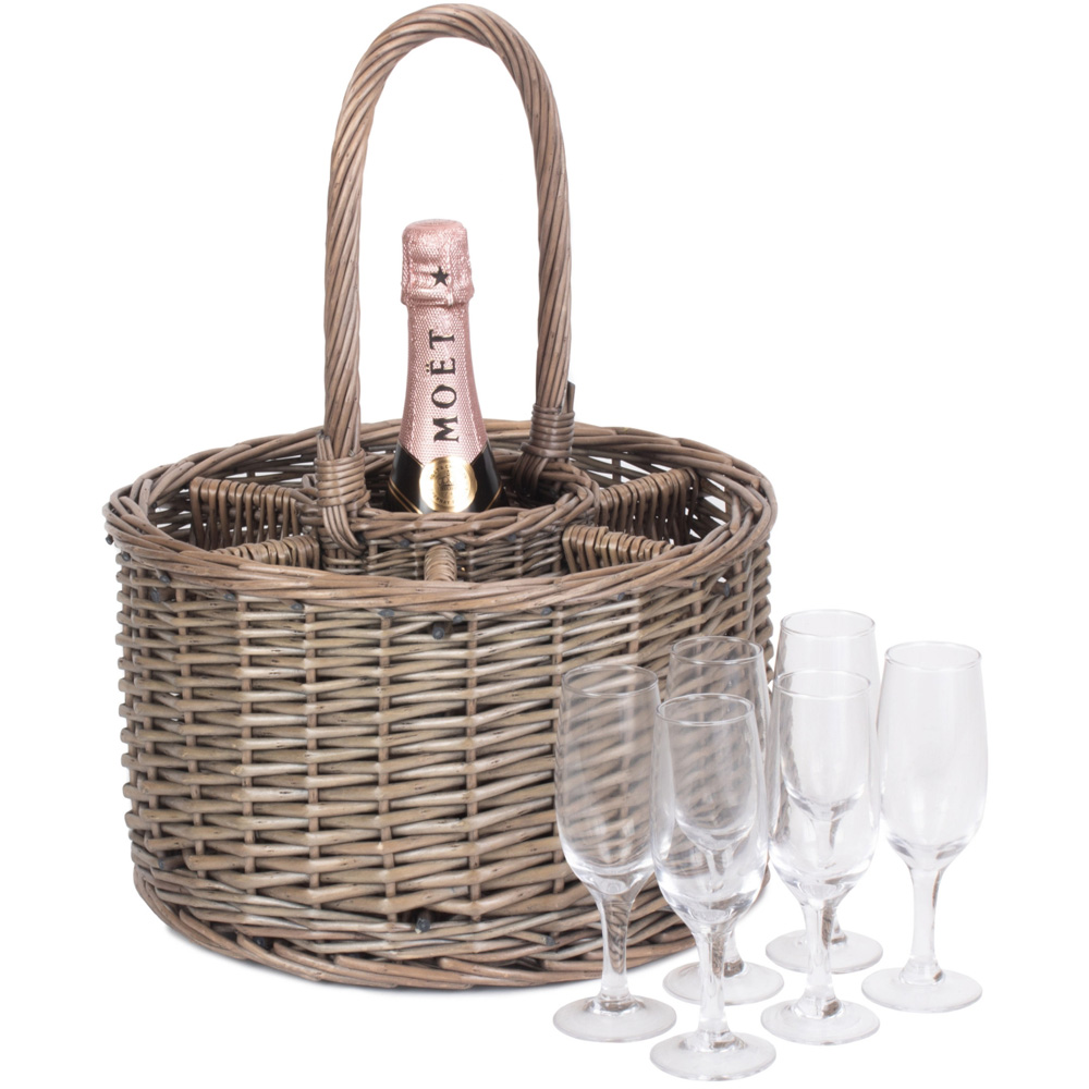 Red Hamper Special Event Wicker Basket with Wine Glasses Image 3