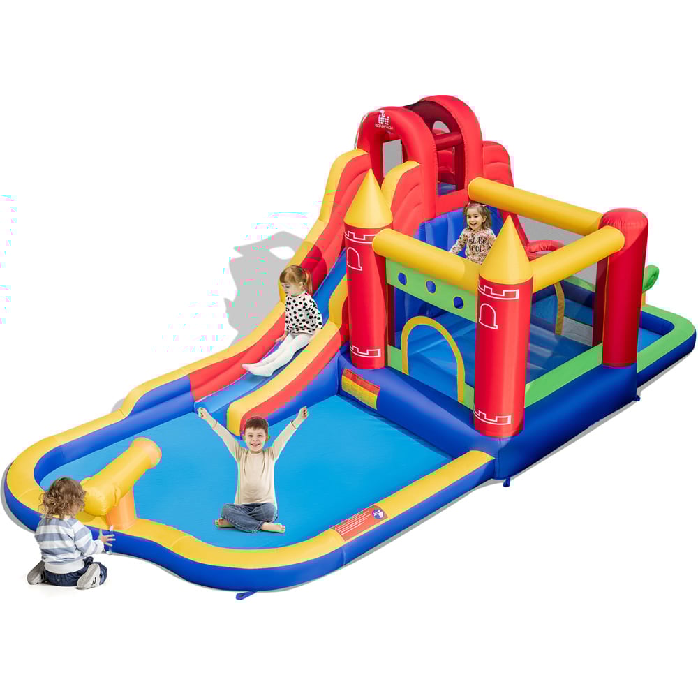 Costway 9 in 1 Inflatable Bounce Castle with Waterslide Image 3