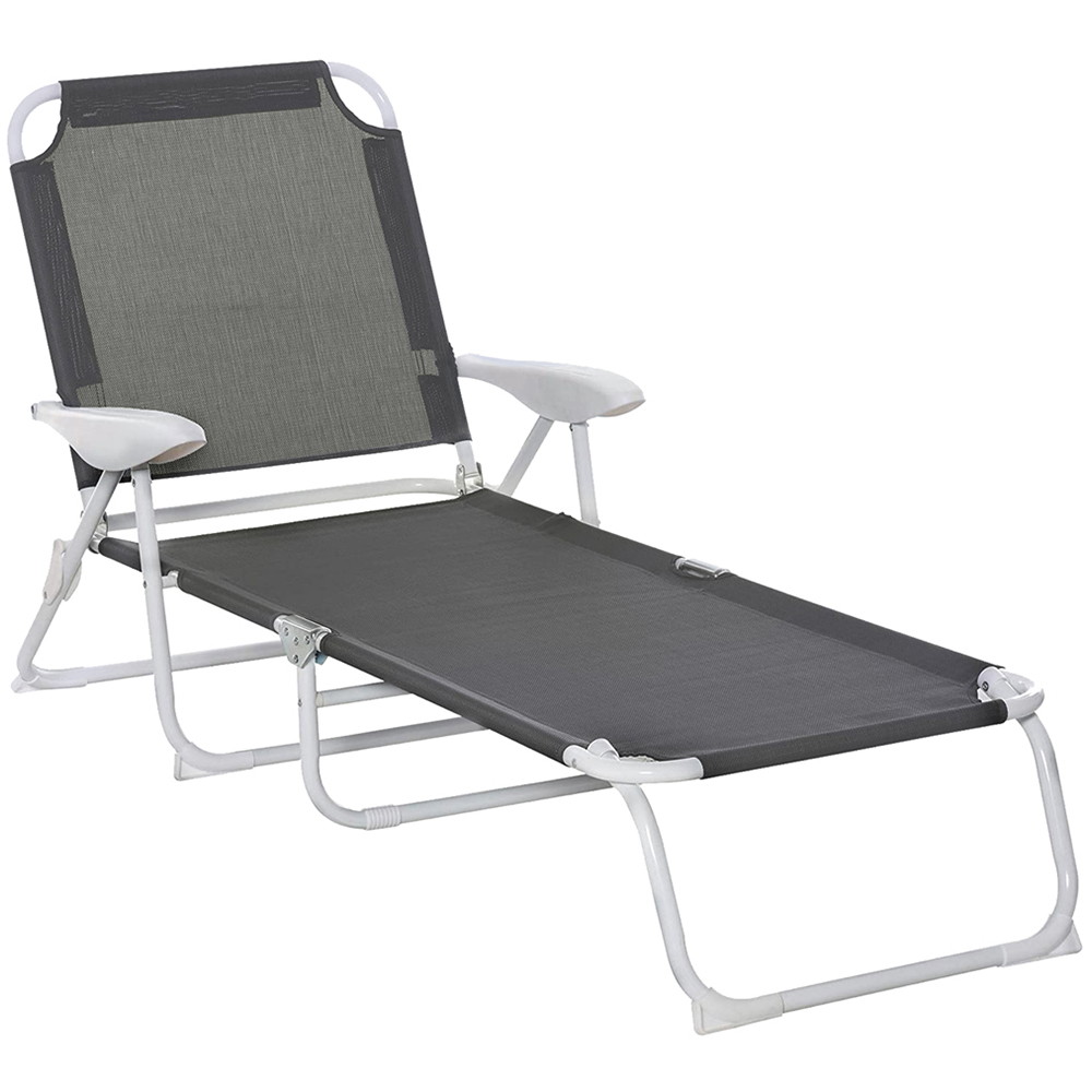 Outsunny Grey 4 Level Adjustable Sun Lounger Image 2