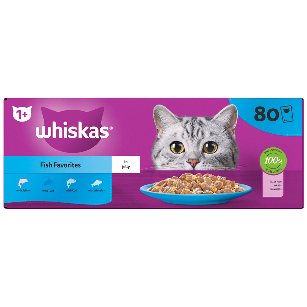 Whiskas Adult Wet Cat Food Pouches Fish Selection in Jelly 80 x 85g Image 4