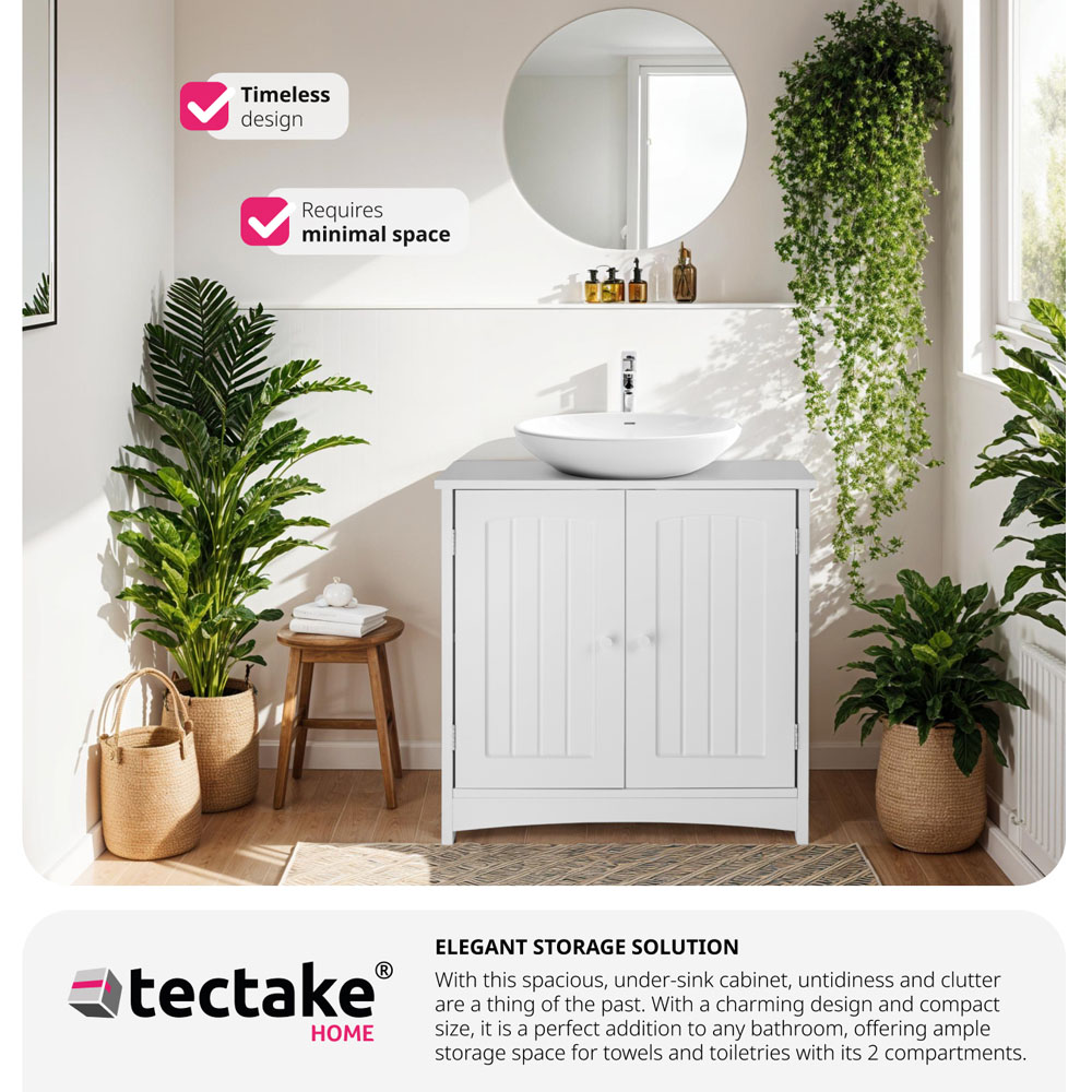 Tectake Jasper 2 Door White Vanity Unit Image 5