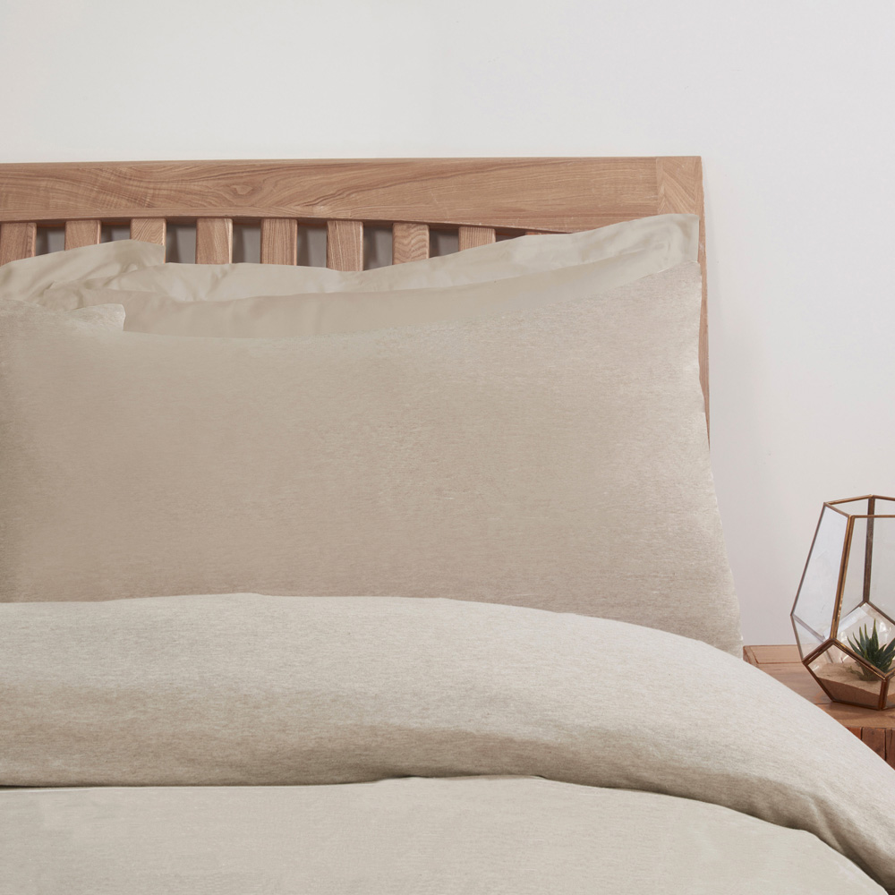 Smart Living Single Beige Jersey Melange Duvet Cover Set Image 3