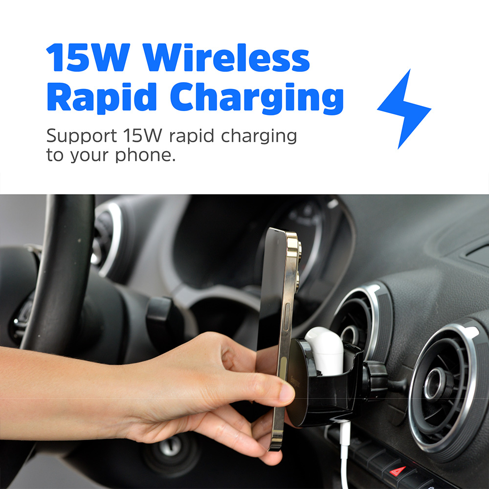Energizer Black In-Car Magnetic QI Wireless iPhone and AirPod Charger Image 3