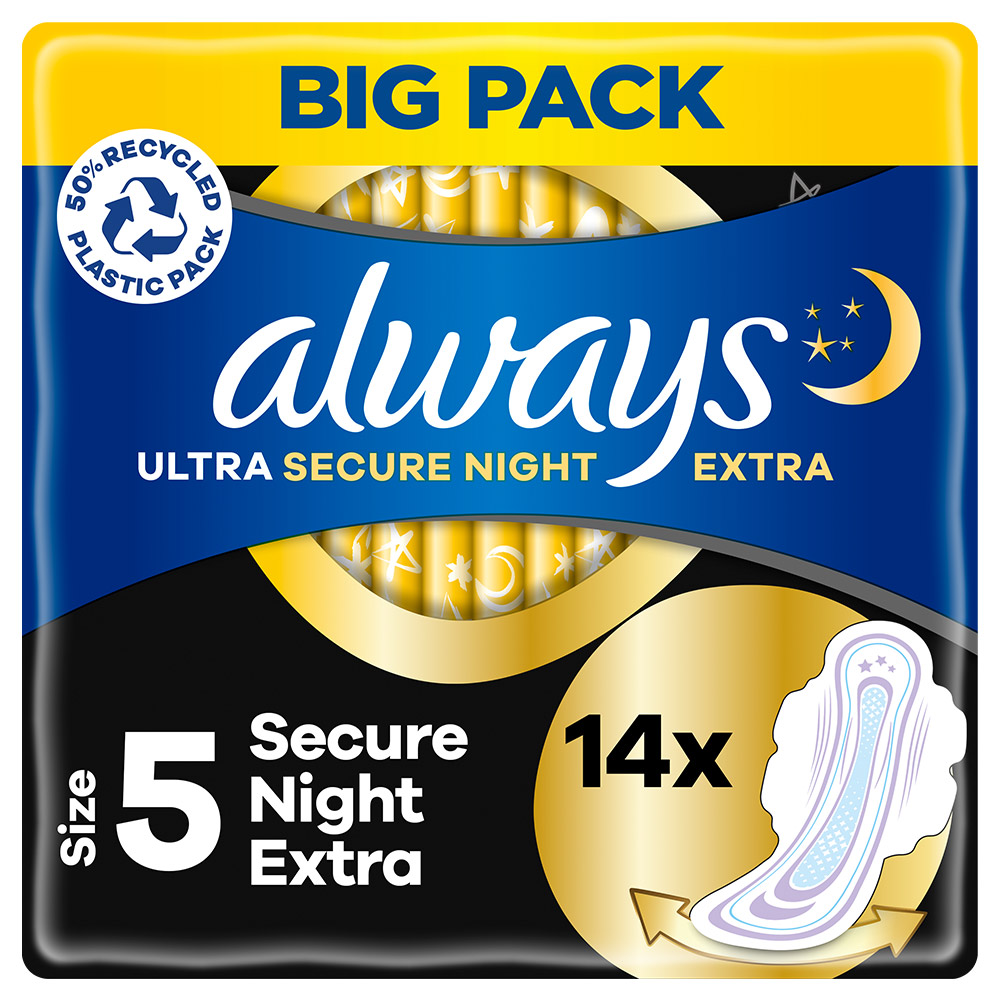 Always Ultra Day and Night Sanitary Towels Size 5 x 14 Pads Image 3