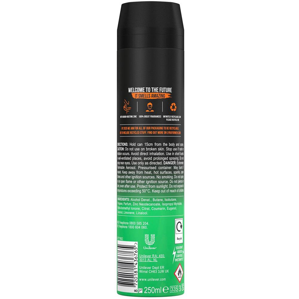 Lynx Body Spray Jungle Fresh 48H High Definition Fragrance Deodorant Spray 250ml 12 Pack Image 3
