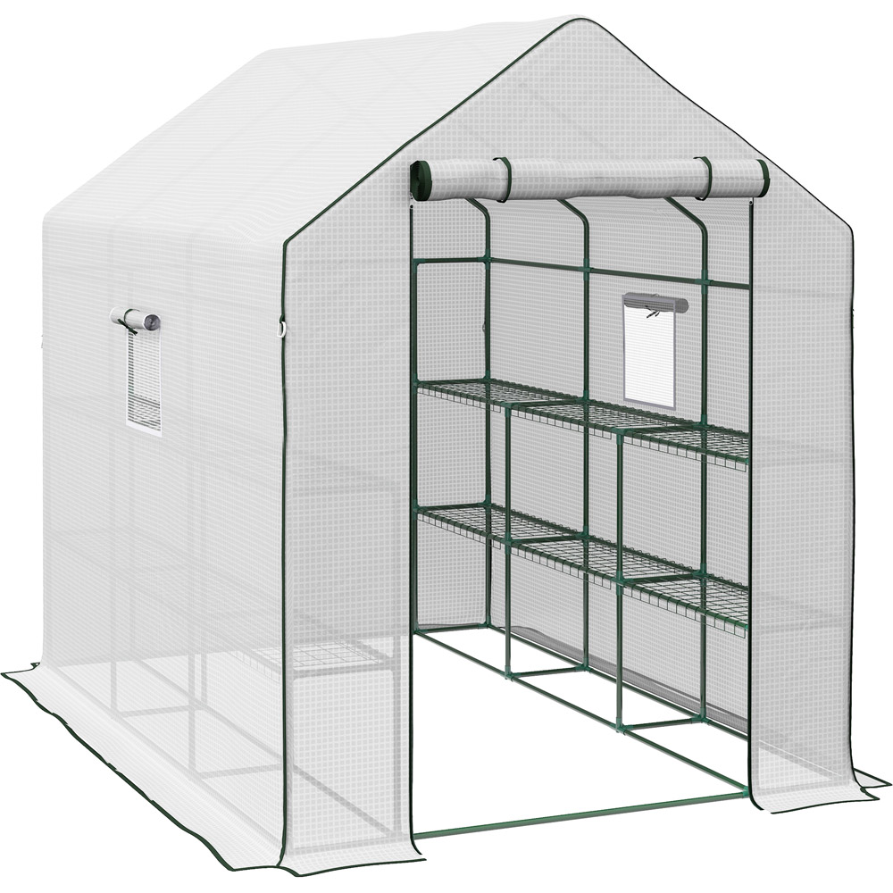 Outsunny White Plastic 4.5 x 7ft Walk In Mini Greenhouse Image 1