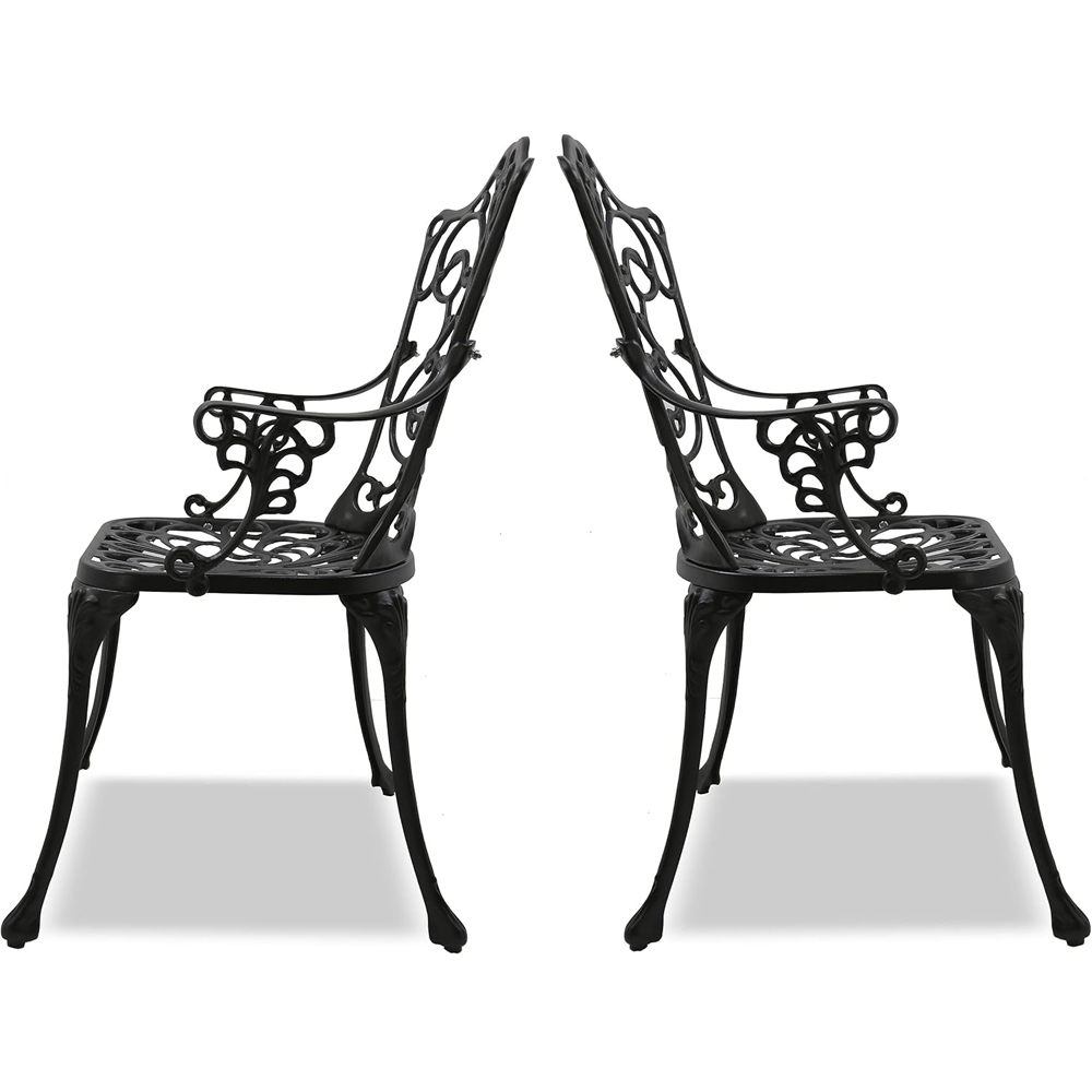 Centurion Tabreez Set of 2 Black Garden Bistro Chairs with Armrests Image 5