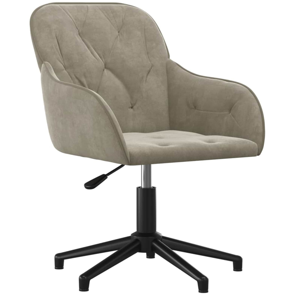 vidaXL Set of 2 Light Grey Velvet Height-Adjustable Swivel Dining Chair Image 3