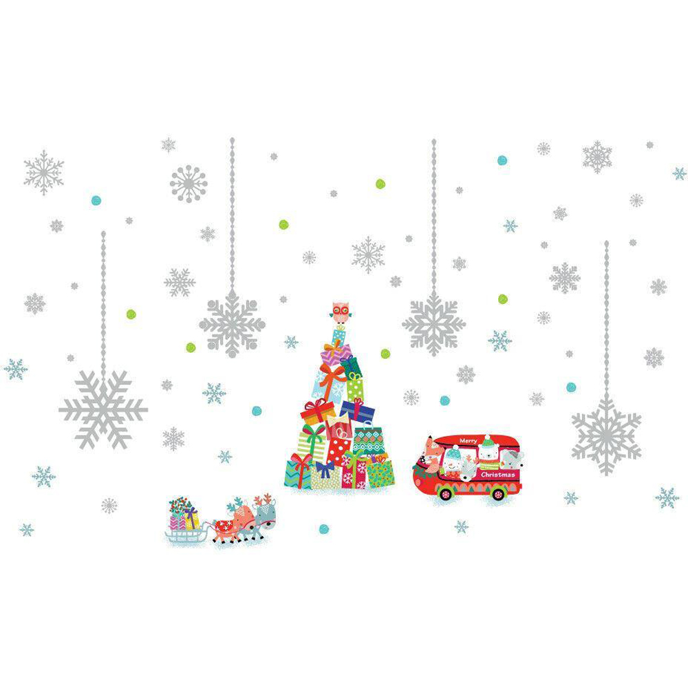Walplus Reindeer Christmas Tree and Silver Snowflakes Self Adhesive Wall Stickers 81 Piece Image 2