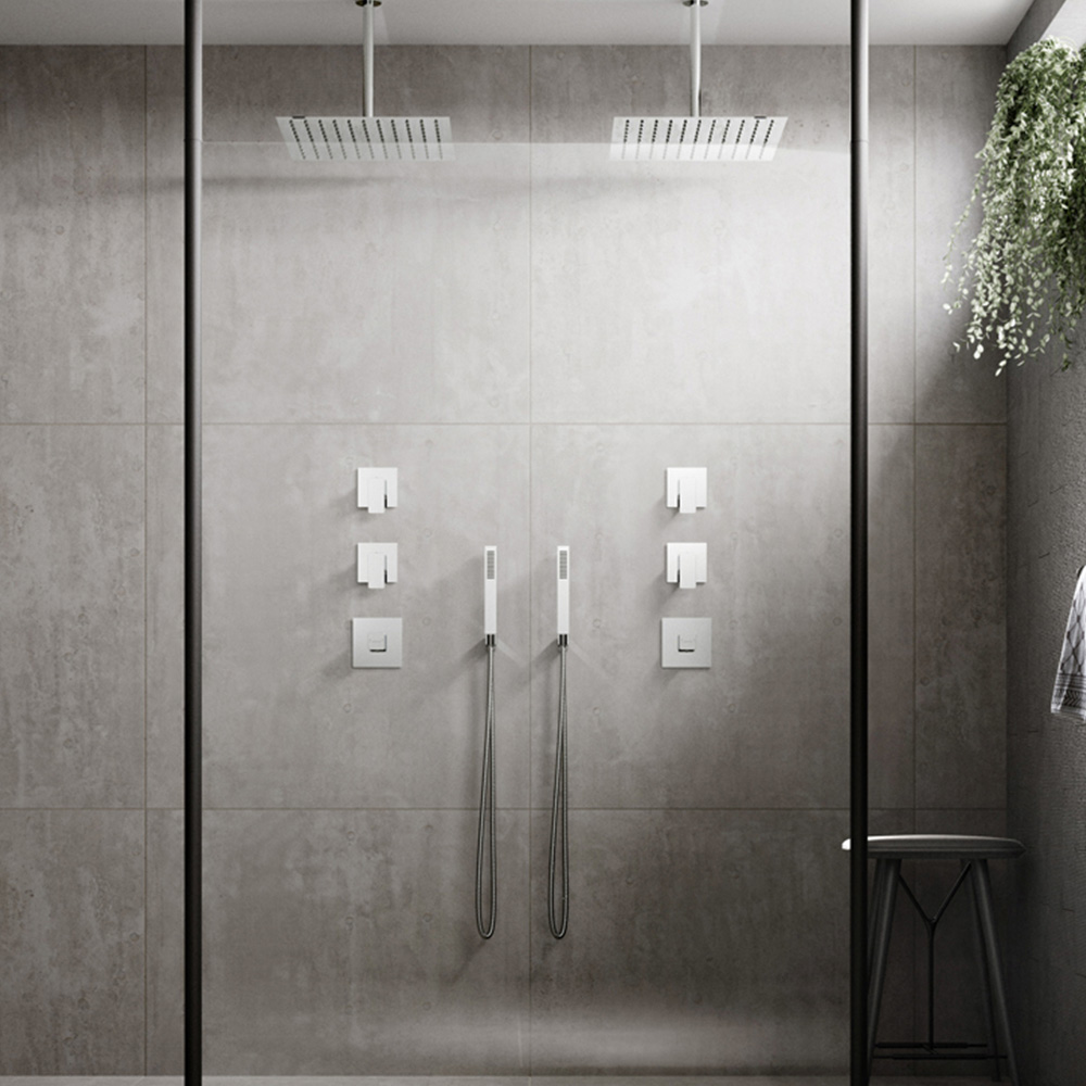 nuie Matt Black Wetroom Screen with Support Bar 1850 x 1100mm Image 2