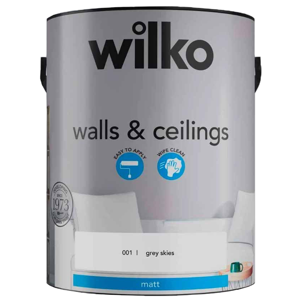 Wilko Walls & Ceilings Grey Skies Matt Emulsion Paint 5L Image 2