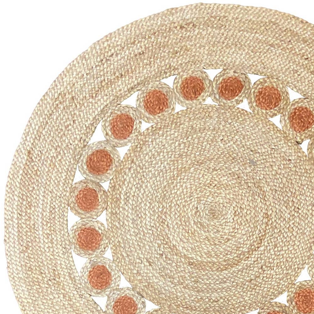 Esselle Home Prestwich Orange Braided Round Rug 140cm Image 3