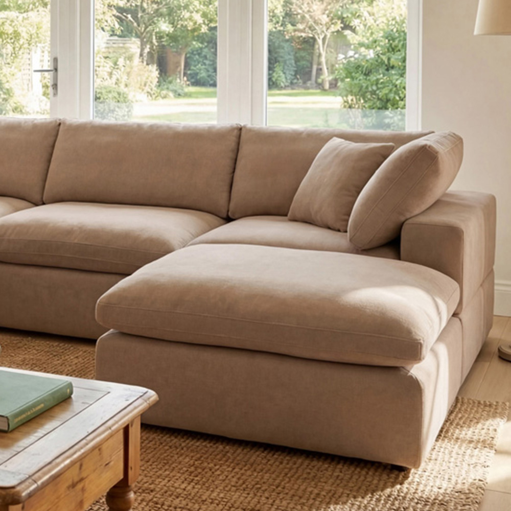 Artemis Home Cotleigh 5 Seater Light Brown Textured Fabric U-Shaped Corner Sofa Image 2
