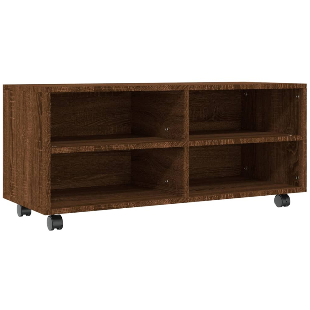 vidaXL 4 Shelf Brown Oak Mobile TV Cabinet Image 2