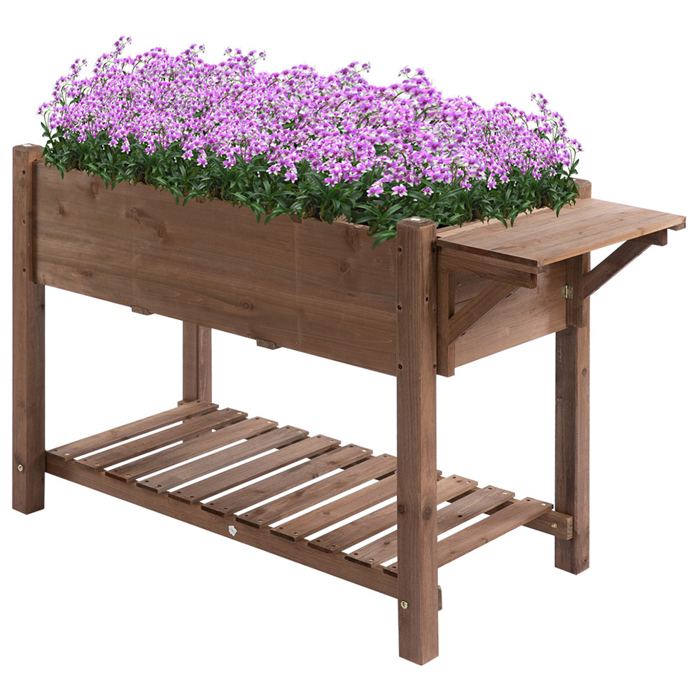 Outsunny Wooden Outdoor Tall Flower Planter Bed Image 1