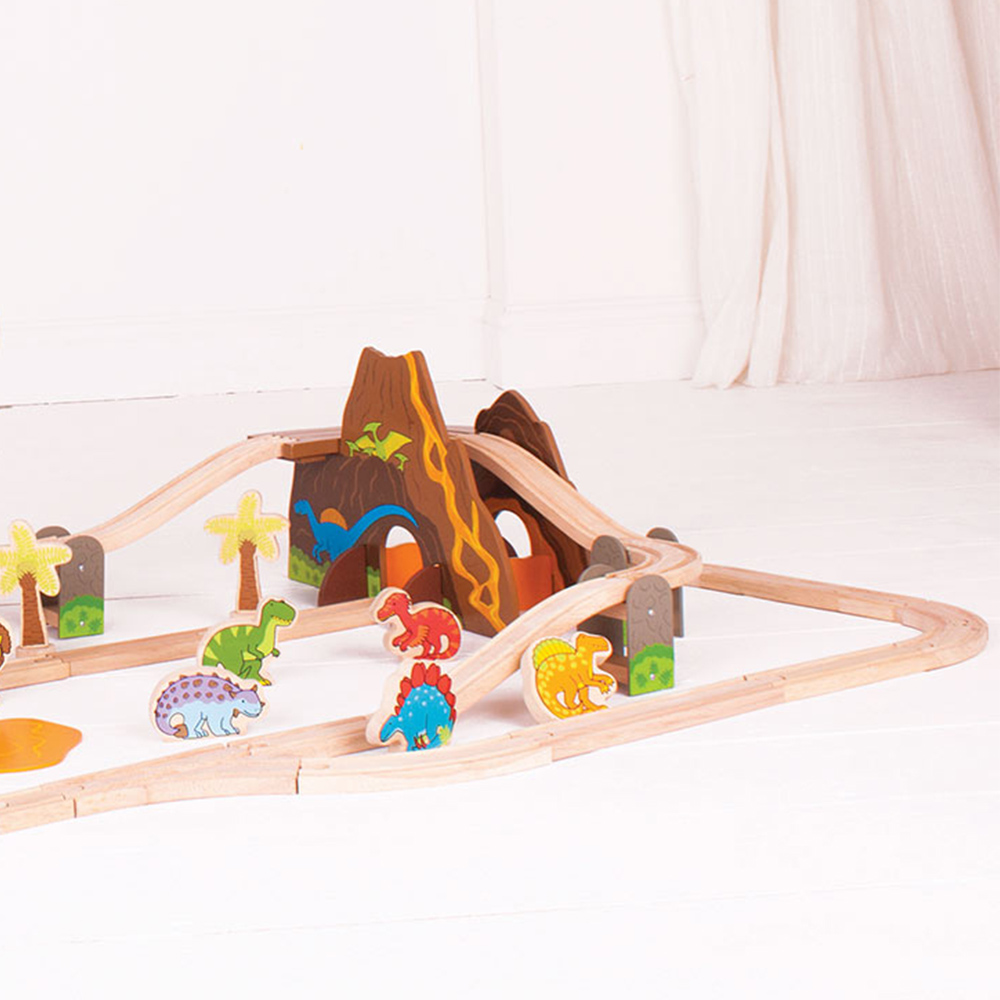 Bigjigs Rail 49-Piece Dinosaur Train Set Image 2