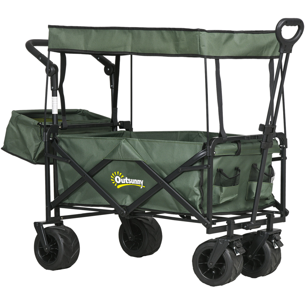 Outsunny Green Folding Beach Trolley Cart Image 1