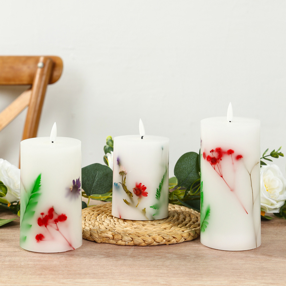 Avilo Flower Embedded Wax Candle 3 Piece Image 6