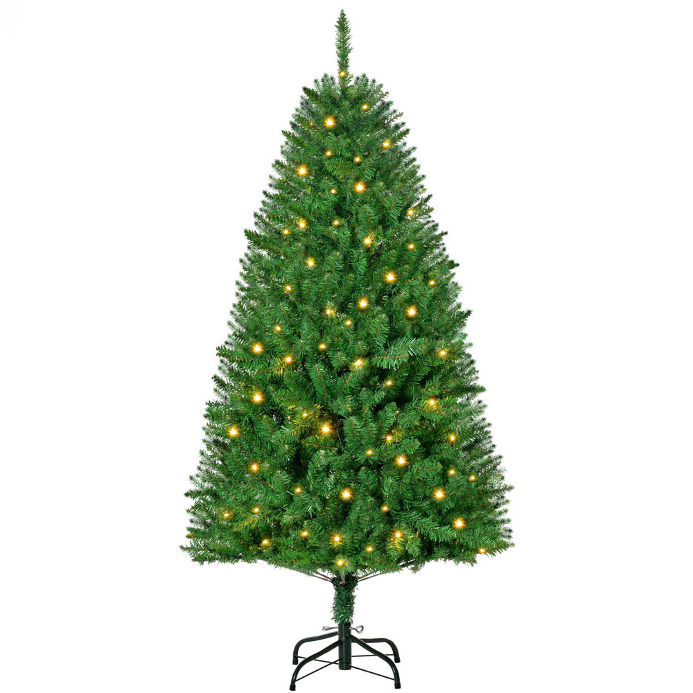 Everglow Warm White LED Pre-Lit Green Artificial Christmas Tree 5ft Image 1