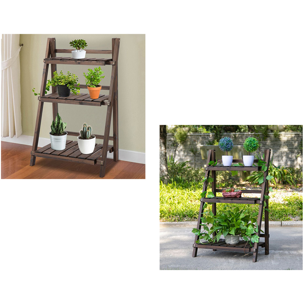 Outsunny Wooden 4-Tier Foldable Flower Pot Stand Image 6
