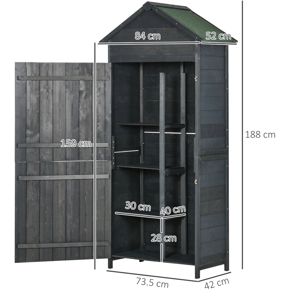 Outsunny 2.4 x 1.4ft Grey Wooden Garden Tool Shed Image 8