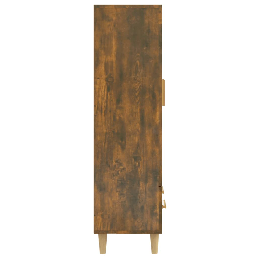 vidaXL 2 Glass Door Single Drawer Smoked Oak Highboard Image 6