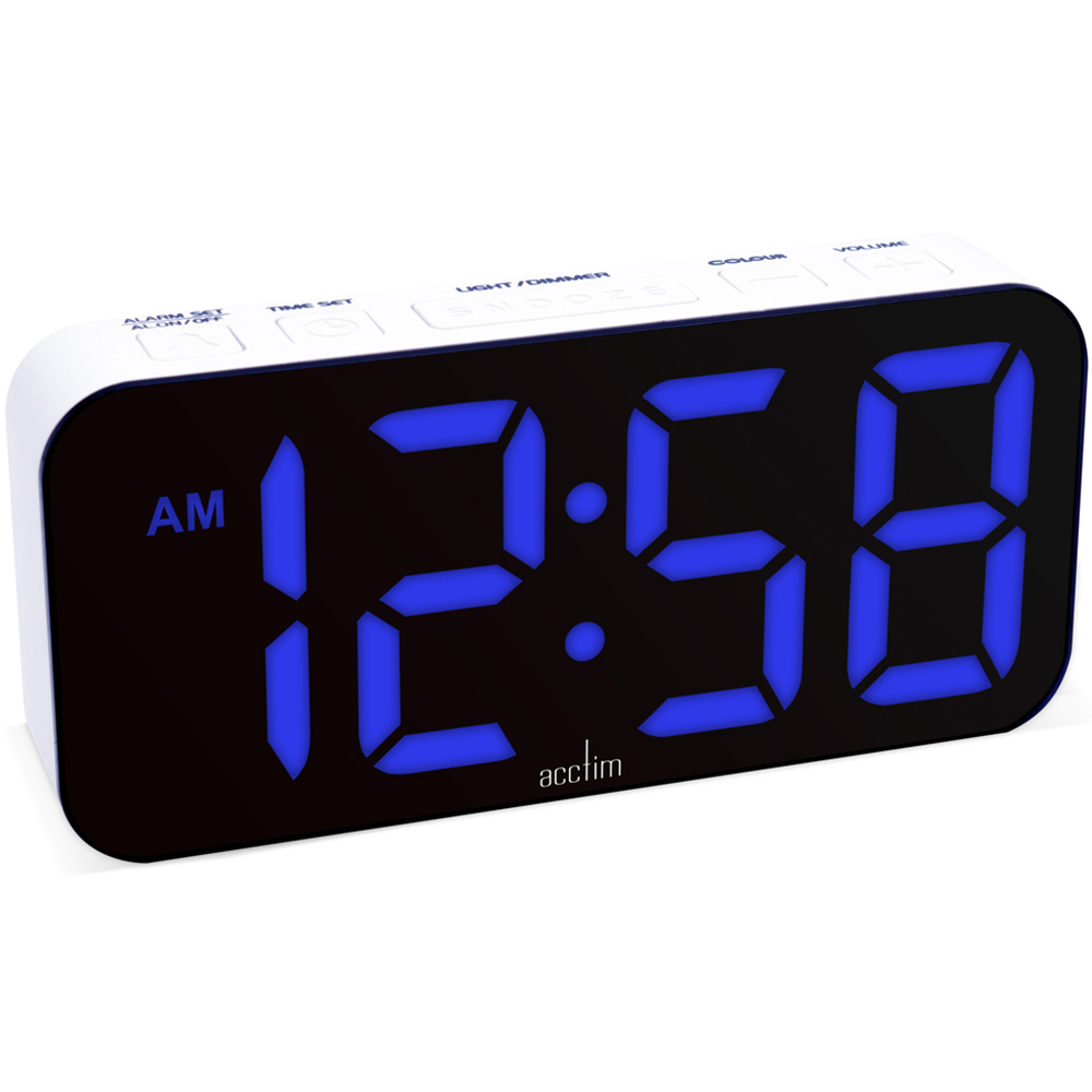 Acctim Jaxon White LED Colour Changing Digital Alarm Clock 14cm Image 6