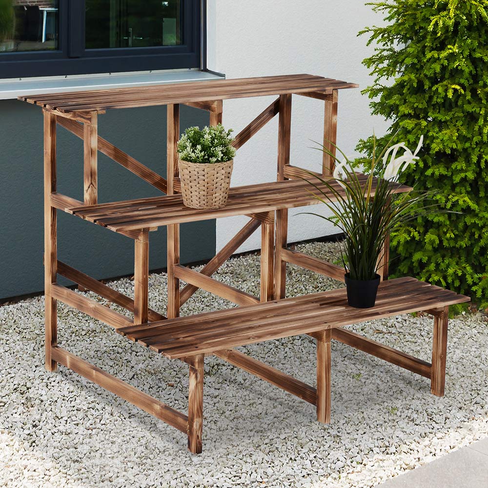 Outsunny 3 Tier Wooden Planter Stand Image 2